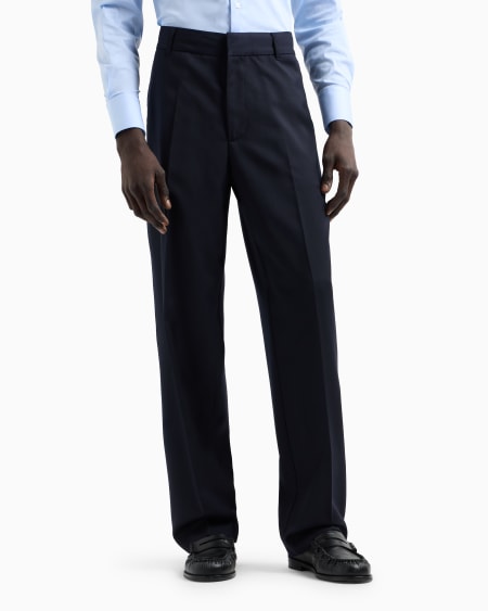 Armani Pantalones Chinos De Sarga Ligera De Mezcla De Lana Virgen