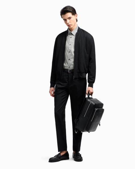 Armani Pantalones Chinos De Sarga Ligera De Mezcla De Lana Virgen