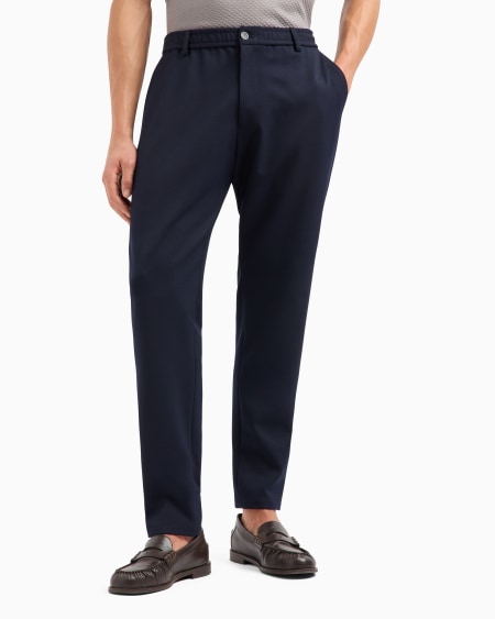 Armani Pantalones Con Cintura Elástica De Gabardina Técnica Elástica