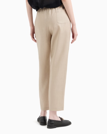 Armani Pantalones Con Cintura Elástica De Lino Puro