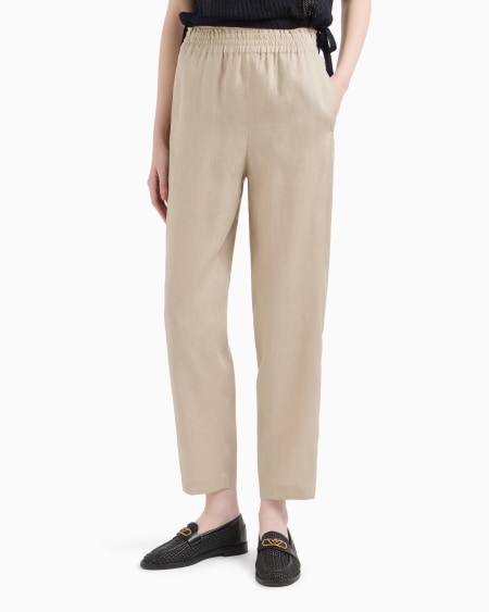 Armani Pantalones Con Cintura Elástica De Lino Puro