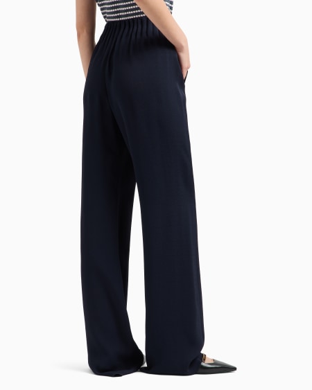 Armani Pantalones Con Cintura Fruncida En Mezcla De Acetato Con Fantasía Chevrón Icon