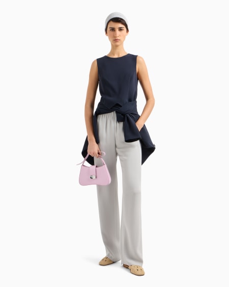 Armani Pantalones Con Cintura Fruncida En Mezcla De Acetato Con Fantasía Chevrón Icon