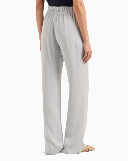 Armani Pantalones Con Cintura Fruncida En Mezcla De Acetato Con Fantasía Chevrón Icon