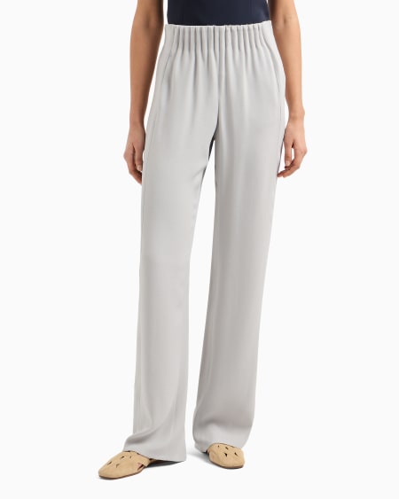 Armani Pantalones Con Cintura Fruncida En Mezcla De Acetato Con Fantasía Chevrón Icon