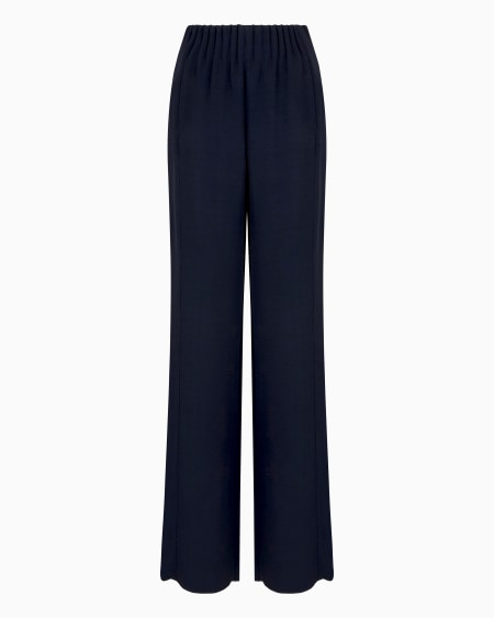 Armani Pantalones con cintura fruncida en mezcla de acetato con fantasía chevrón Icon