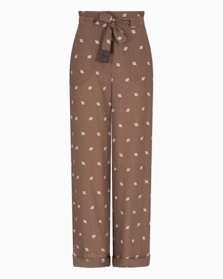 Armani Pantalones con cinturón de fil coupé de viscosa con motivo geométrico