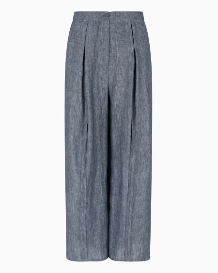 Armani Pantalones con pinzas de cambray de mezcla de lino