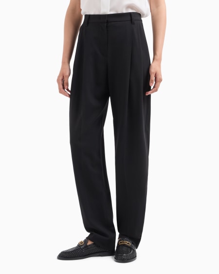 Armani Pantalones Con Pinzas De Grain De Poudre De Lana