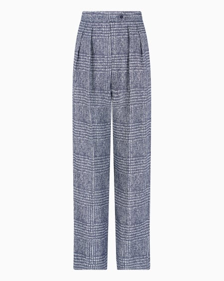 Armani Pantalones con pinzas de mezcla de lino y viscosa con motivo príncipe de Gales