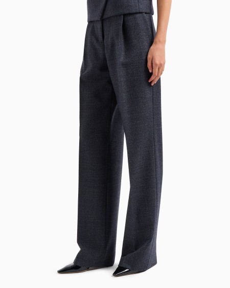 Armani Pantalones Con Pinzas En Grisalla Compacta De Lana Mouliné