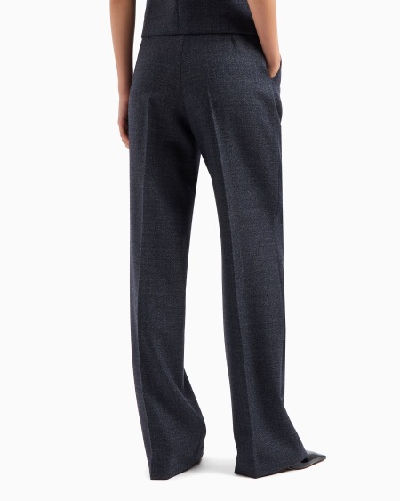 Armani Pantalones Con Pinzas En Grisalla Compacta De Lana Mouliné