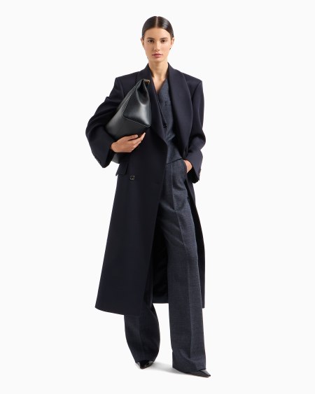 Armani Pantalones Con Pinzas En Grisalla Compacta De Lana Mouliné