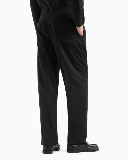 Armani Pantalones Con Pinzas En Lana Fría Superligera
