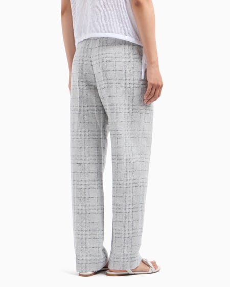 Armani Pantalones Con Pinzas En Mezcla De Lino Con Motivo A Cuadros Icon