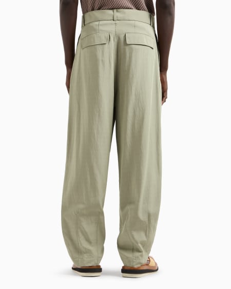 Armani Pantalones Con Pinzas Y Cinturón De Nailon Y Viscosa