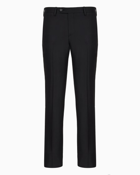 Armani Pantalones con pliegue de lana virgen cepillada