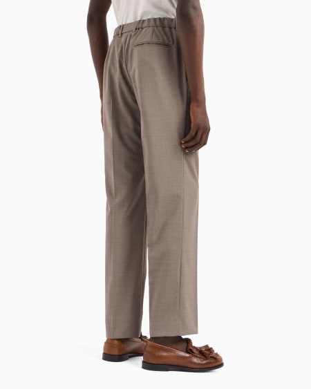 Armani Pantalones Con Pliegue De Tela De Lana Fría Tropical