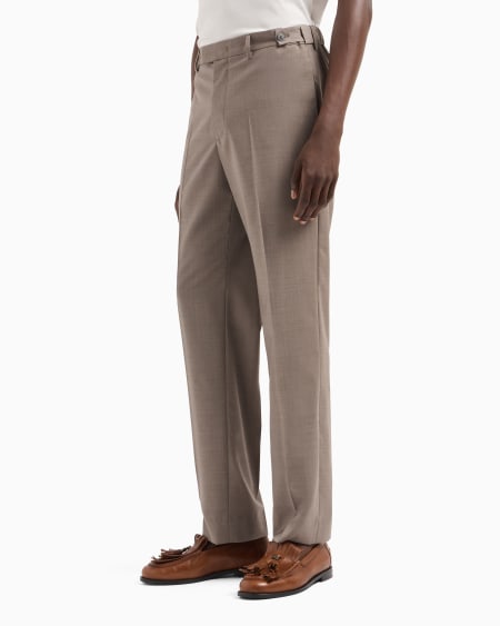 Armani Pantalones Con Pliegue De Tela De Lana Fría Tropical