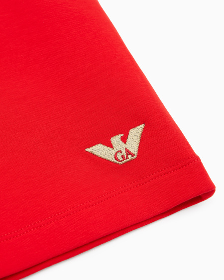 Armani Pantalones Cortos De Punto Doble Con Cordón Y Bordado