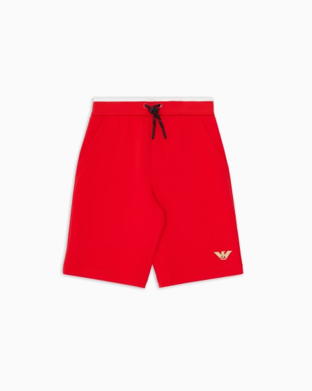 Armani Pantalones cortos de punto doble con cordón y bordado