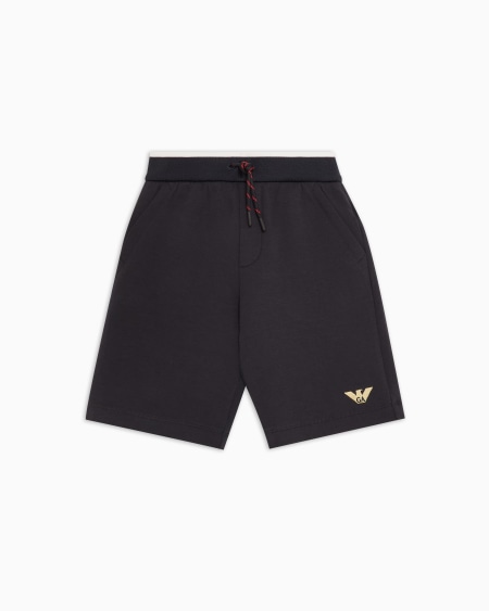 Armani Pantalones cortos de punto doble con cordón y bordado