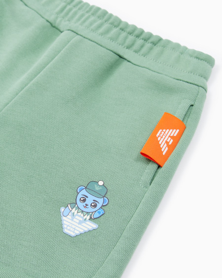 Armani Pantalones Cortos De Punto Orgánico Con Estampado Manga Bear Crew ASV