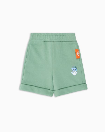 Armani Pantalones cortos de punto orgánico con estampado Manga Bear Crew ASV