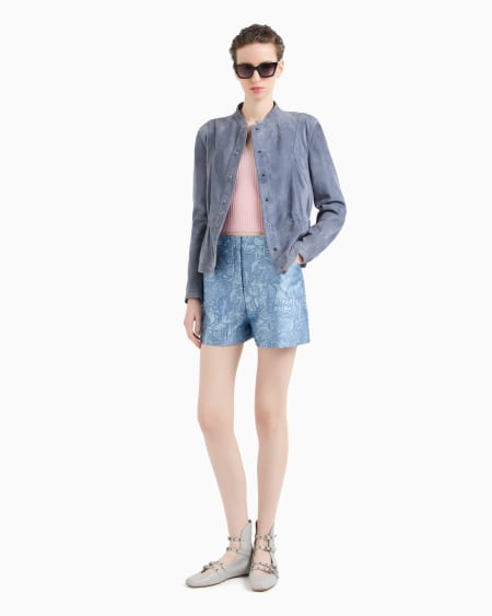 Armani Pantalones Cortos De Tejido Jacquard Con Motivo Exótico