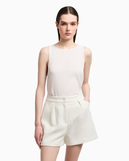 Armani Pantalones Cortos En Mezcla De Lana Efecto Microbouclé