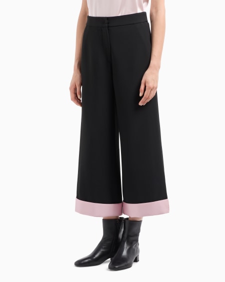 Armani Pantalones Cropped De Crepé De Cady Con Vuelta