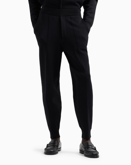 Armani Pantalones De Chándal De Punto Liso Con Pliegues Delanteros
