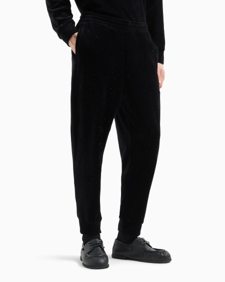 Armani Pantalones De Chándal En Chenilla Con Strass Integral Clubwear