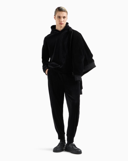 Armani Pantalones De Chándal En Chenilla Con Strass Integral Clubwear