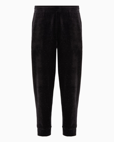 Armani Pantalones de chándal en chenilla con strass integral Clubwear