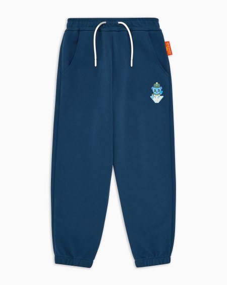 Armani Pantalones de chándal holgados de punto orgánico con estampado Manga Bear Crew ASV