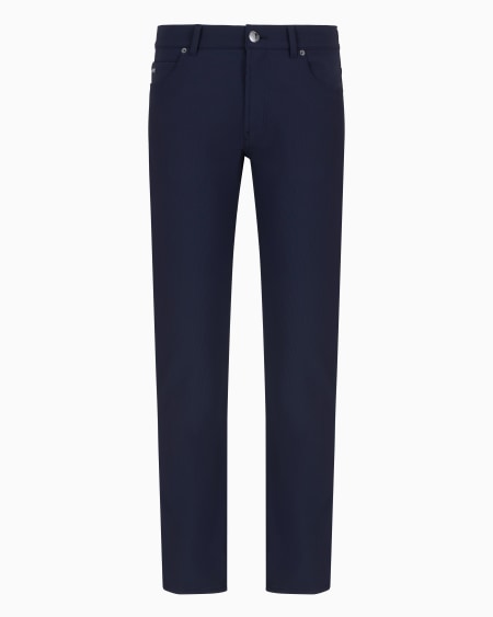 Armani Pantalones de cinco bolsillos en nailon elástico con efecto canneté