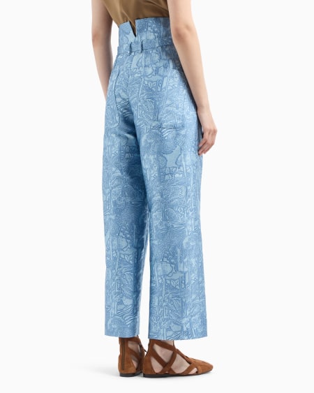 Armani Pantalones De Cintura Muy Alta Con Elaboración Integral En Tejido Jacquard