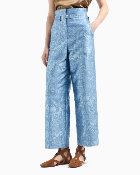 Armani Pantalones De Cintura Muy Alta Con Elaboración Integral En Tejido Jacquard