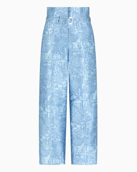 Armani Pantalones de cintura muy alta con elaboración integral en tejido jacquard
