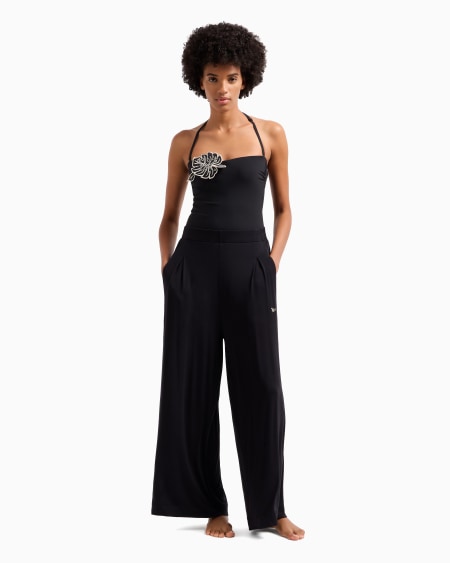 Armani Pantalones De Estar Por Casa En Viscosa Certificada Essential Con Tachuelas Con Logotipo ASV