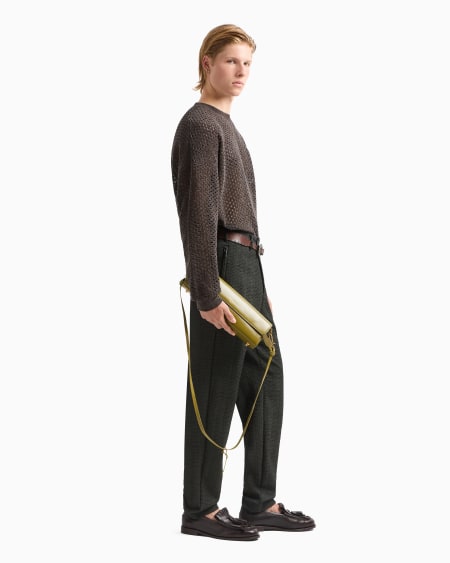 Armani Pantalones De Lana Virgen Con Trama Efecto Tridimensional