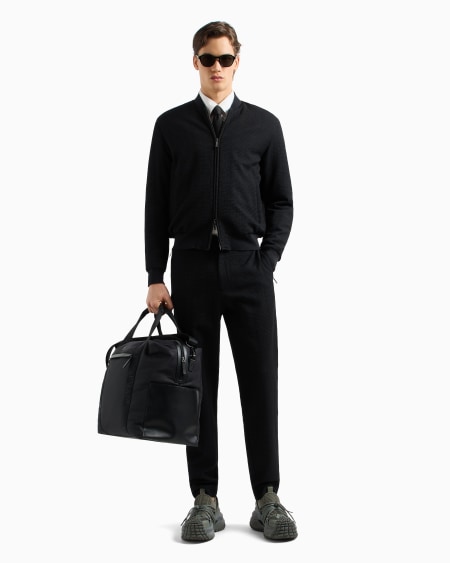 Armani Pantalones De Lana Virgen Con Trama Efecto Tridimensional