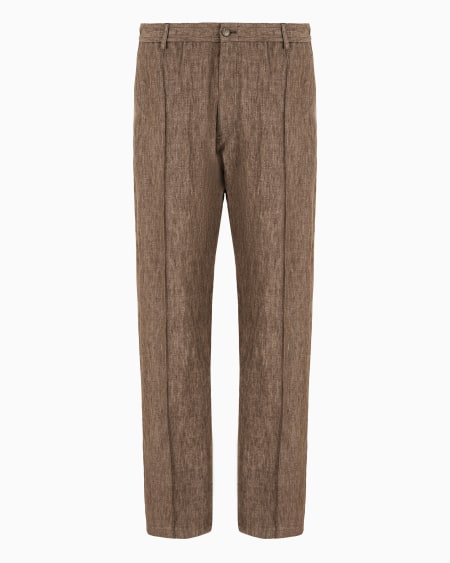 Armani Pantalones de lino lavado con tacto de crepé y pliegue