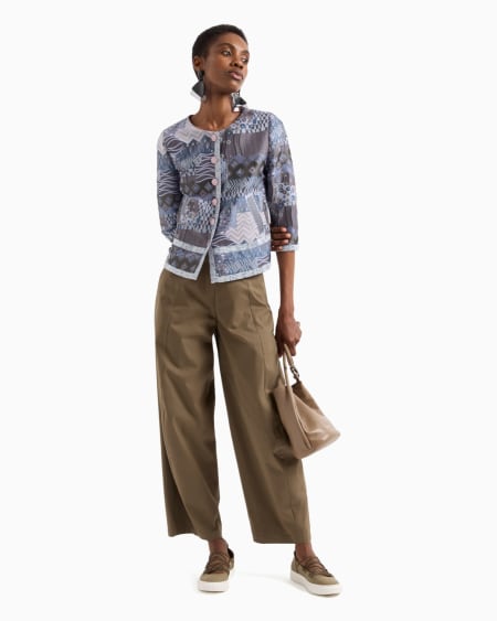 Armani Pantalones De Pernera Ancha De Algodón Esmerilado Elástico