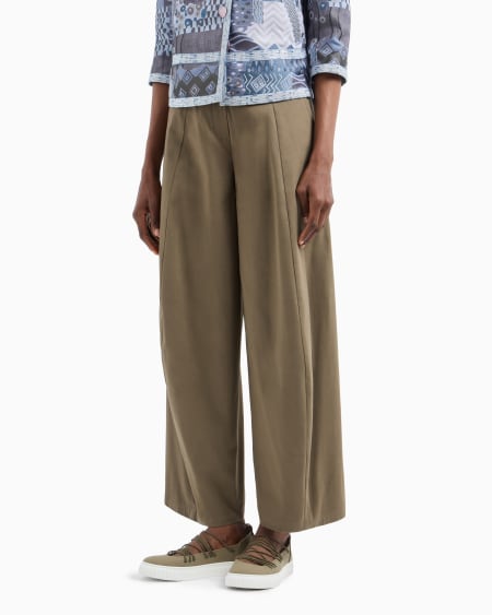 Armani Pantalones De Pernera Ancha De Algodón Esmerilado Elástico