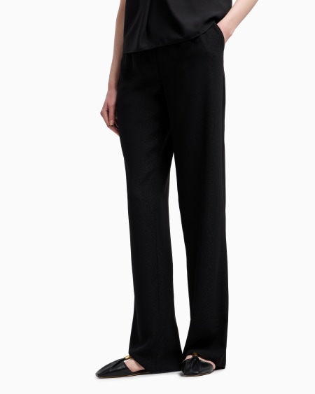 Armani Pantalones De Pernera Ancha De Crepé De Lúrex