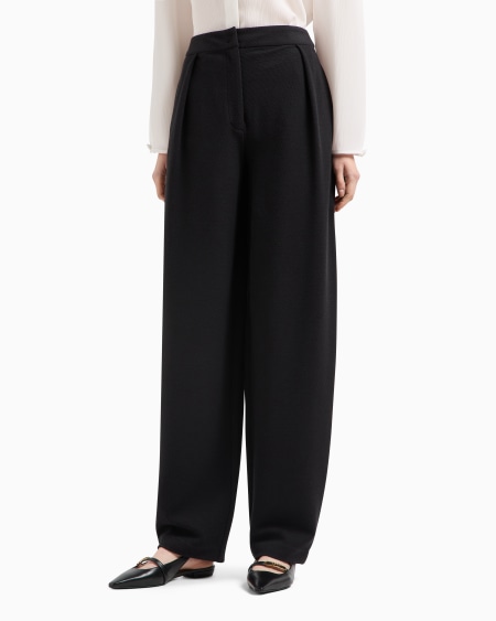 Armani Pantalones De Pinzas De Punto En Tejido Jacquard Con Efecto Malla