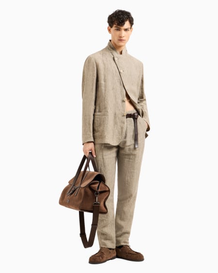 Armani Pantalones De Pinzas En Lino Desteñido Con Tacto De Crepé