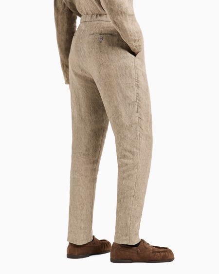 Armani Pantalones De Pinzas En Lino Desteñido Con Tacto De Crepé